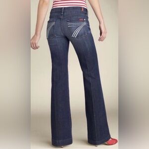 7 for all man kind vintage dojo jeans low rise white stitch pockets size 27